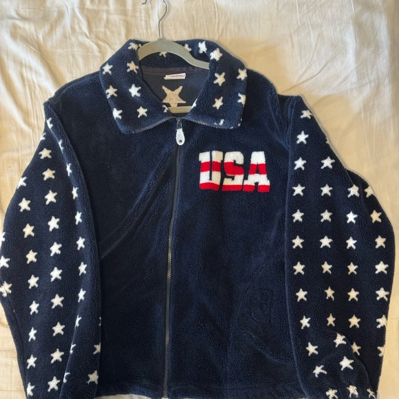 Vintage Milton Funwear Fleece American Flag Jacket - Picture 2 of 2